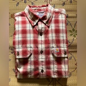 Carhartt Plaid Shirt Shirt Sleeve Button Up Rugged Outdoor Size Medium